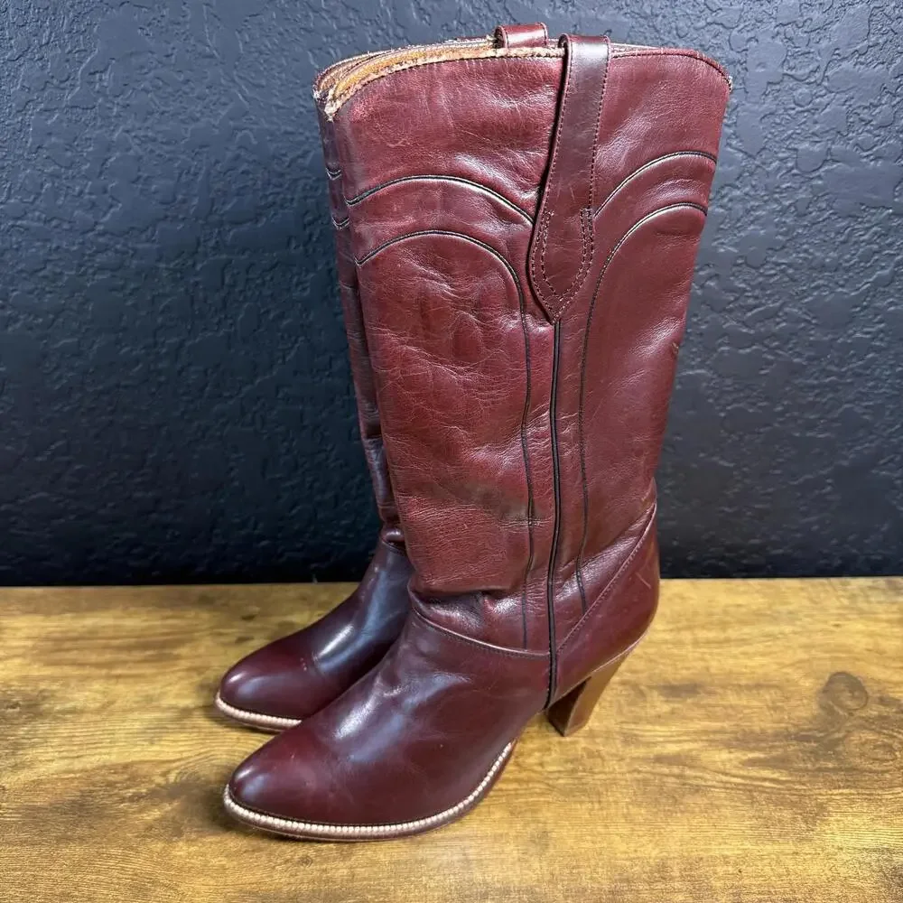 Dan Post 4149 Burgundy Leather Western Cowboy Boots Womens Size 7 N - Picture 3 of 7